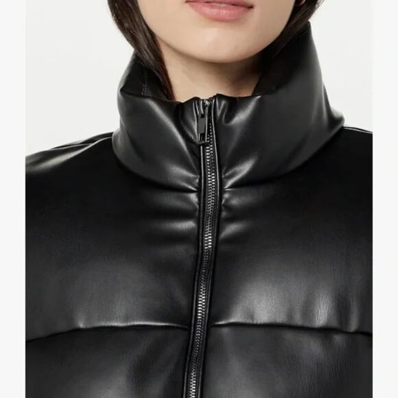 🖤 The Drop Priscilla Vegan Leather Puffer Black XS NWT - Picture 3 of 11